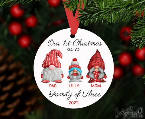 Family of 3 Gnome Christmas Ornament