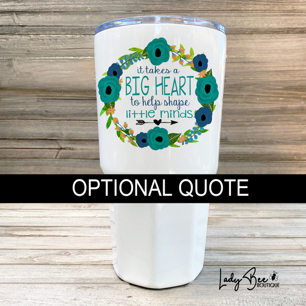 Personalized Teacher Tumbler: Blue and Teal