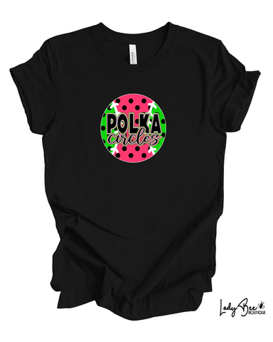 Polka Circles- Black T-Shirt
