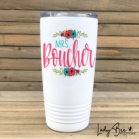 Personalized Teacher Tumbler: Pink and Teal