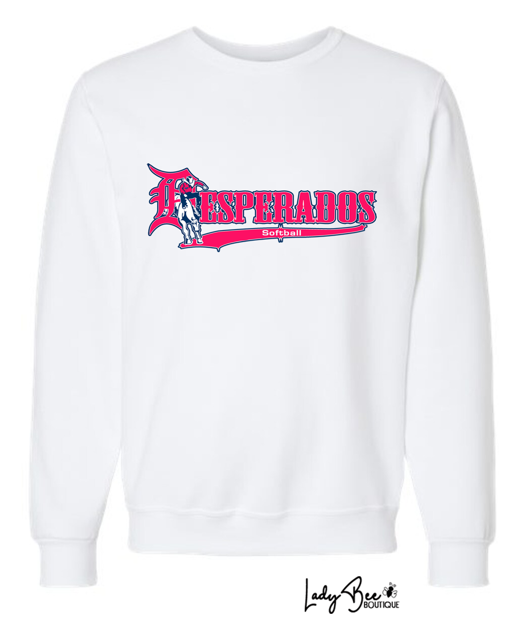 Lady Desperados Crew Neck Sweatshirt- WHITE