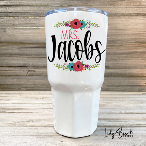 Personalized Teacher Tumbler: Pink and Teal