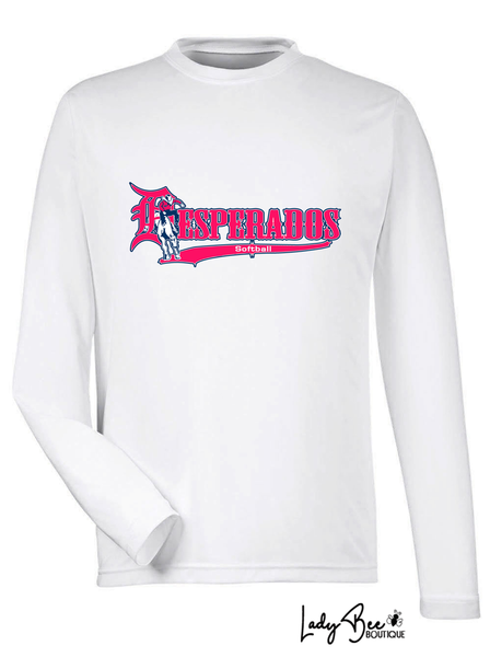 Lady Desperados- Long Sleeve Moisture Wicking- WHITE