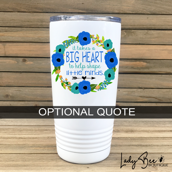 Personalized Teacher Tumbler: Bright Blue and Teal