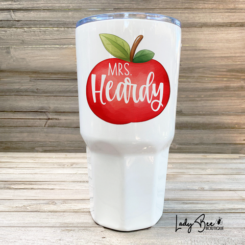 Personalized Teacher Tumbler: Apple with Name