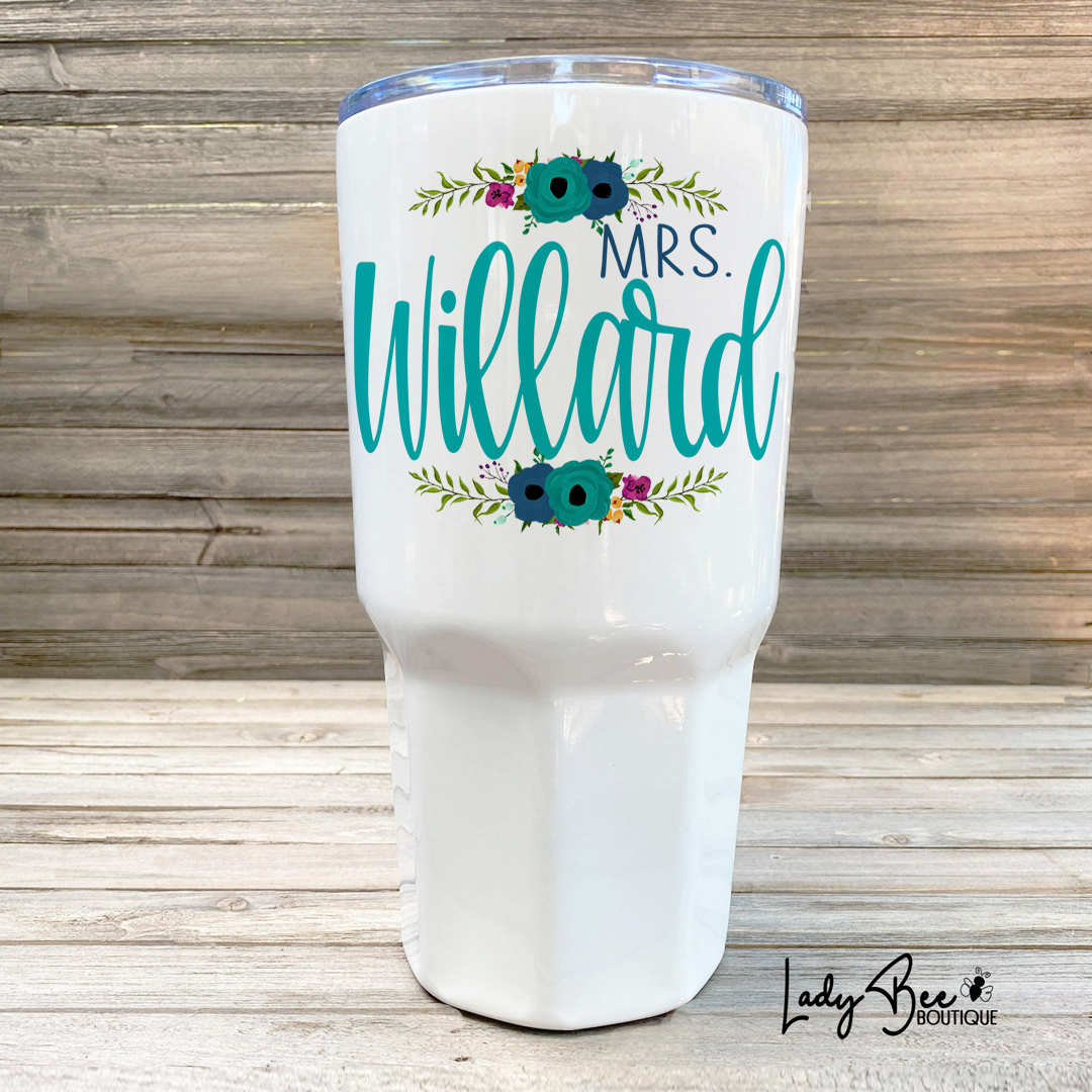 Personalized Teacher Tumbler: Blue and Teal
