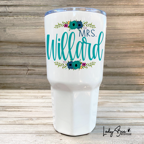 Personalized Teacher Tumbler: Blue and Teal