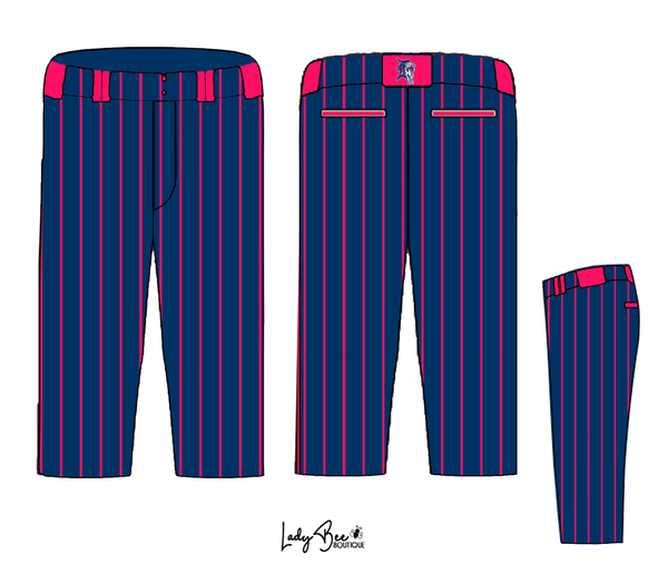 Navy with Pink Pinstripe Knickers Pants