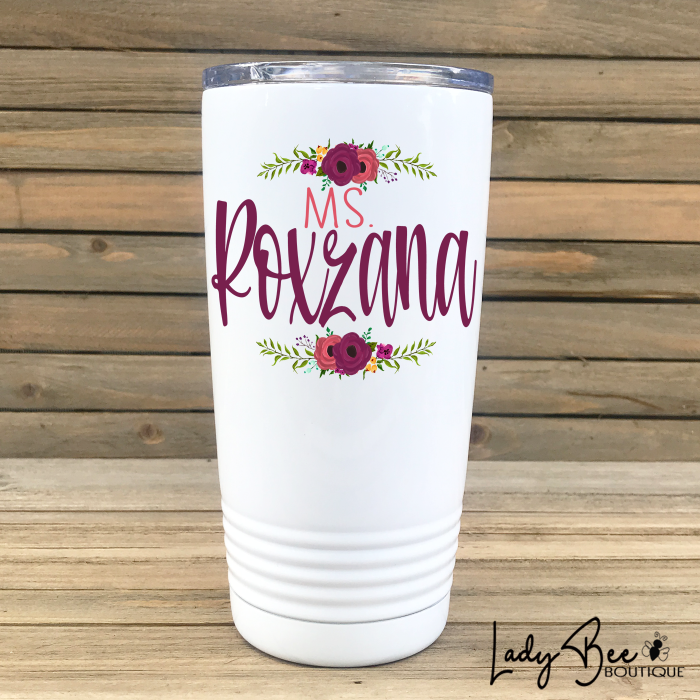 Personalized Teacher Tumbler: Maroon and Pink