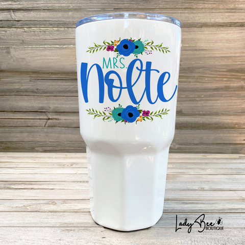Personalized Teacher Tumbler: Bright Blue and Teal