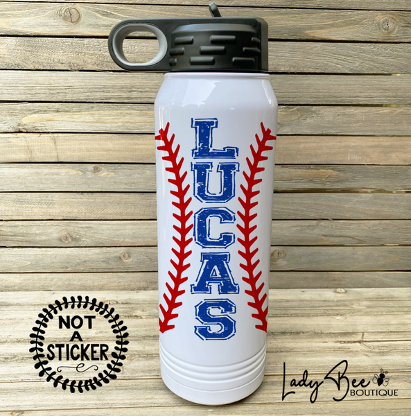 Baseball Water Bottle with Name