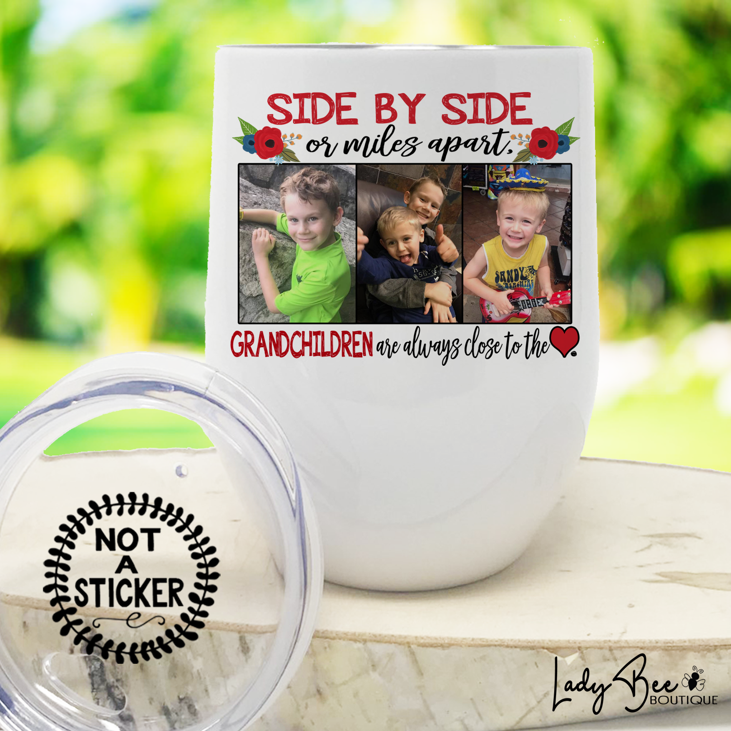 Side By Side Or Miles Apart, Wine Tumbler - LadyBee Boutique Mugs