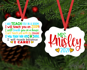 Teach You on Zoom Christmas Ornament for Teacher