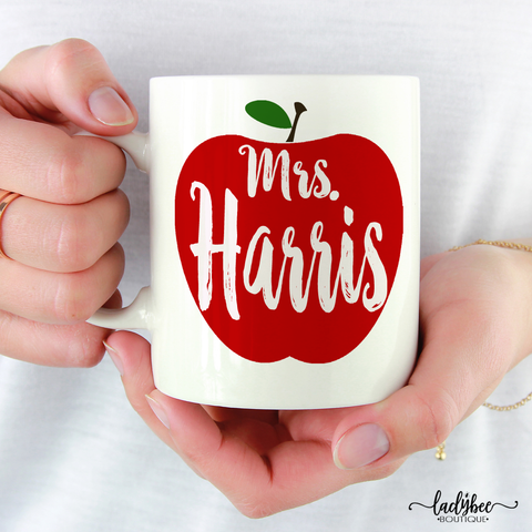 Apple Mrs Teacher Mug - LadyBee Boutique Mugs
