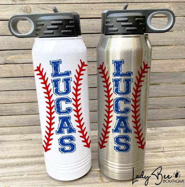Baseball Water Bottle with Name