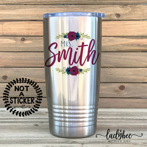 Personalized Teacher Tumbler: Maroon and Pink
