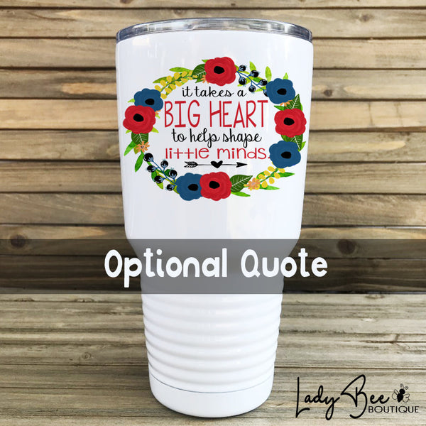 Personalized Teacher Tumbler: Red and Navy