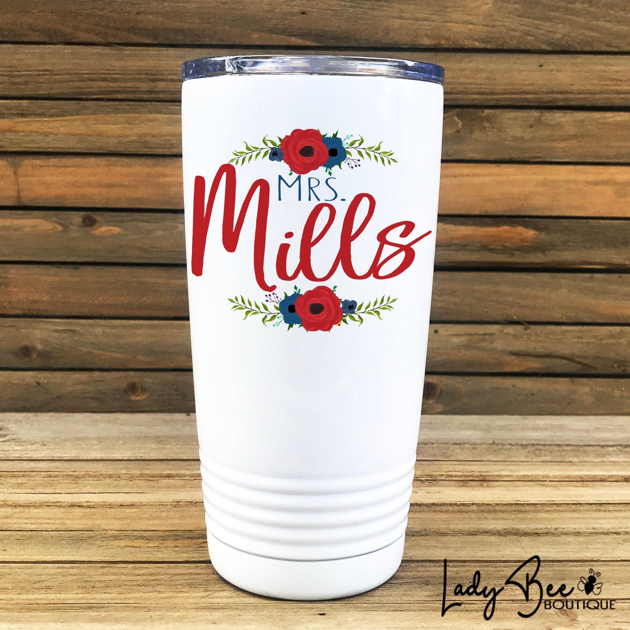 Personalized Teacher Tumbler: Red and Navy