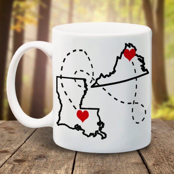 States Mug, Love Knows No Distance - LadyBee Boutique Mugs
